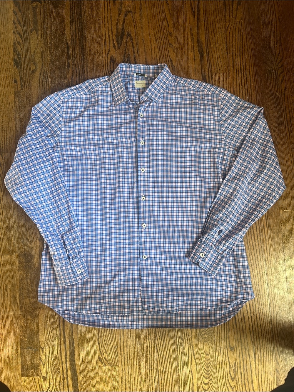 Culturata Men's Blue & Pink Plaid Dress Shirt - Classic Button-Down
